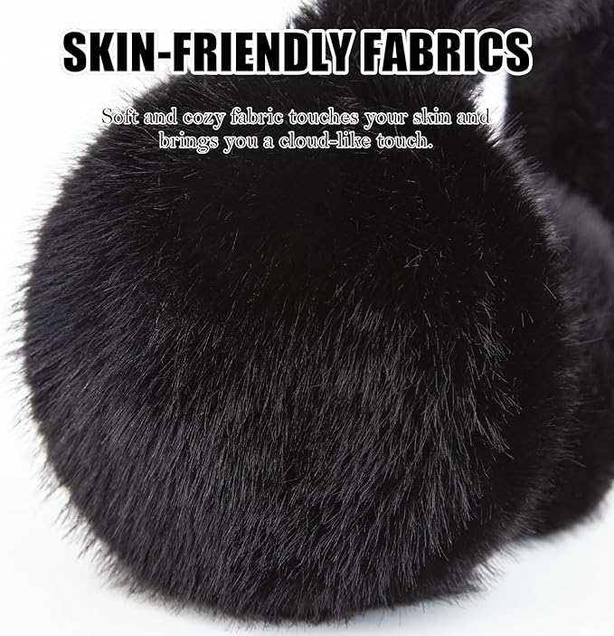 Winter Ear Muffs for Women Girls Faux Fur Cute White Earmuffs Fluffy Ear Warmers Foldable Ear Covers Outdoor