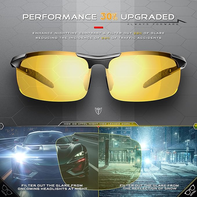 ATTCL Men's Fashion Driving Polarized Sunglasses for Men - Al-Mg metal Ultralight Frame