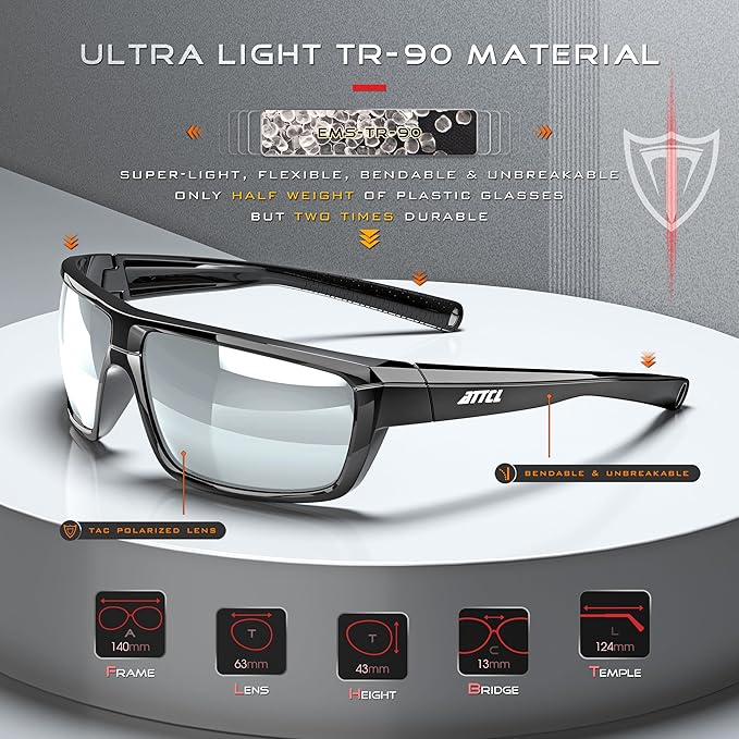 ATTCL Polarized Wrap Fishing Sunglasses Men - Driving Sports Glasses UV Protection