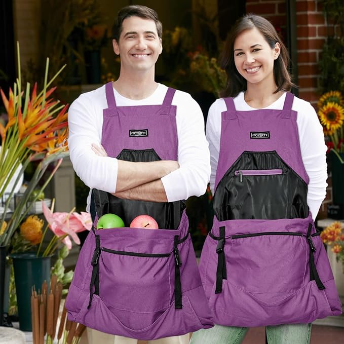 Garden Apron,Harvest Aprons with Pockets for Women and Men,Canvas Gardening Tool Belt, Gardening Gifts for Mom,Dad