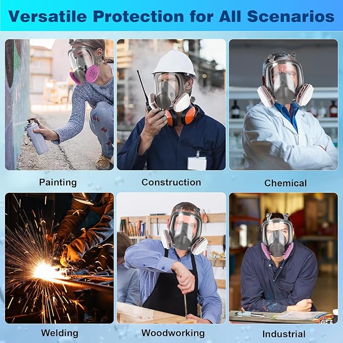 Respirator Mask with Filters - Reusable Gas Mask Against Organic Vapor Chemicals Spray Paint
