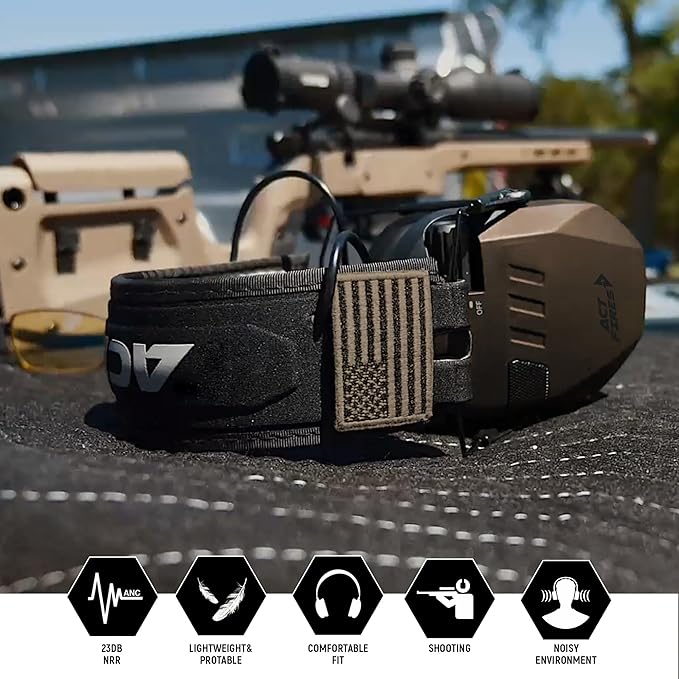 Shooting Ear Protection for Gun Range, Active Noise Reduction NRR 23dB, Shooting Ear Muffs Hearing Protection