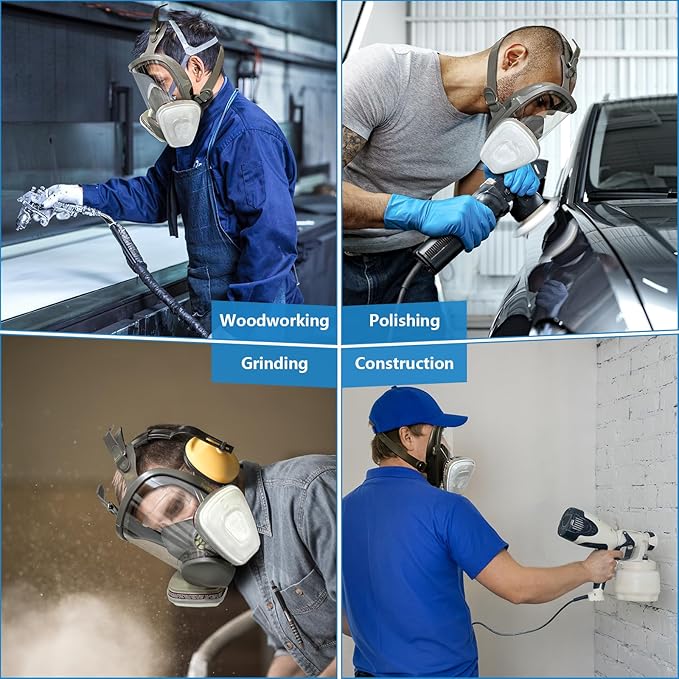 Reusable full Face Cover, Full Face Respirator Mask, Organic Vapor Gas Mask with Activated Carbon Filters