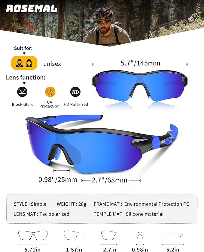 Polarized Sports Sunglasses for Men Women Youth Baseball Running Fishing Tennis Golf Cycling Driving Motor TAC UV400 TR90