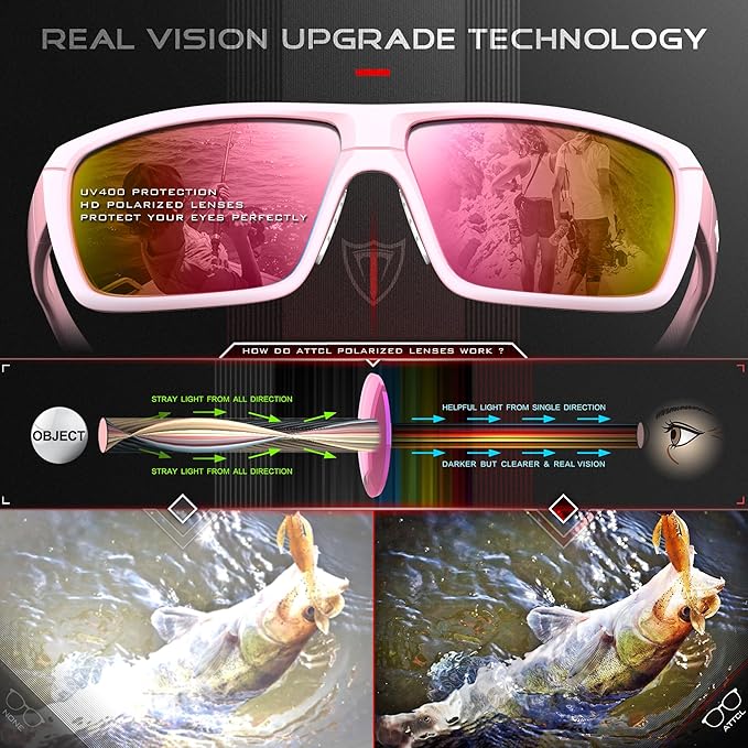 ATTCL Polarized Wrap Fishing Sunglasses Men - Driving Sports Glasses UV Protection