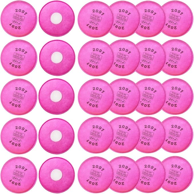 60PCS 2091 P100 Particulate Filter (Kaherdin) Compatible with 2091，Installed on P100 Filter Retainer Replacement for 6000 6200 6800 7000 FF-4 for Against Dust,Painting, Sanding(2091（30pack)