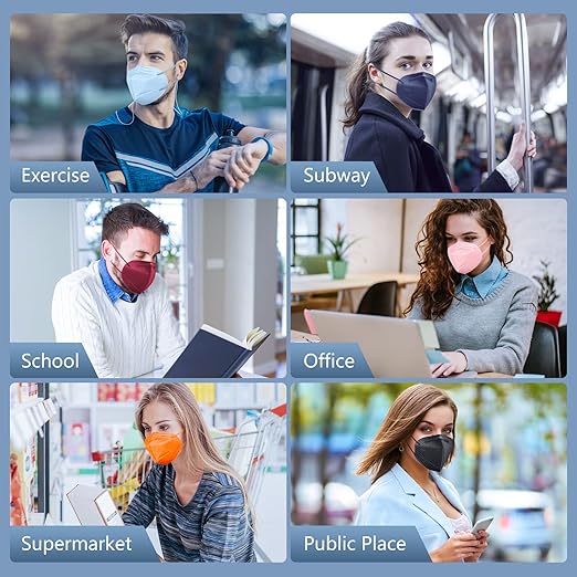 HALIDODO Individually Wrapped, 60 Packs KN95 Face Mask, 5-Ply Breathable Comfortable Safety Mask with Over 95% Filtering(Black)