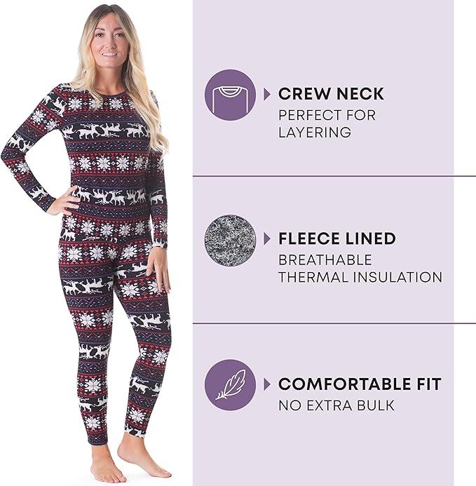 Rocky Thermal Underwear for Women, Long Johns Fleece Lined Set, Shirt & Pants, Base Layer w/Leggings/Bottoms Ski/Extreme Cold