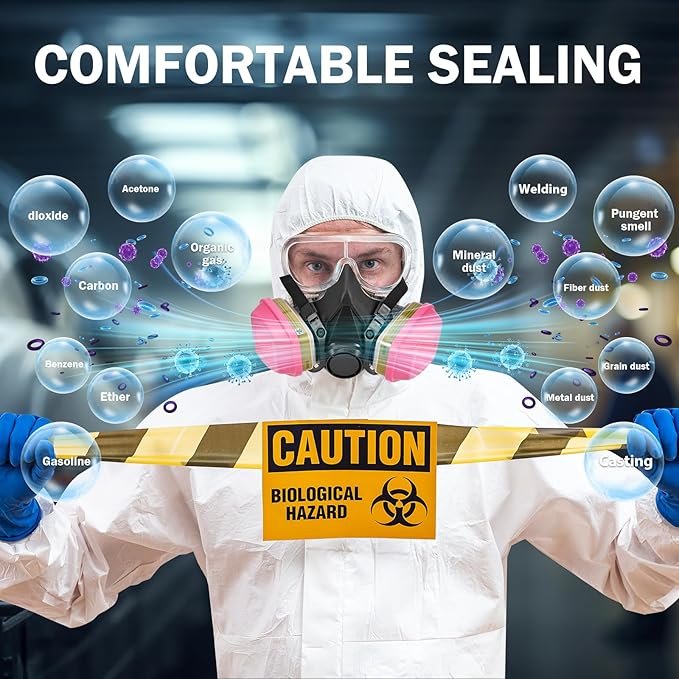 Respirator Gas Mask With 6001 Filters, Gas Masks Survival Nuclear and Chemical for Painting, Organic Vapors