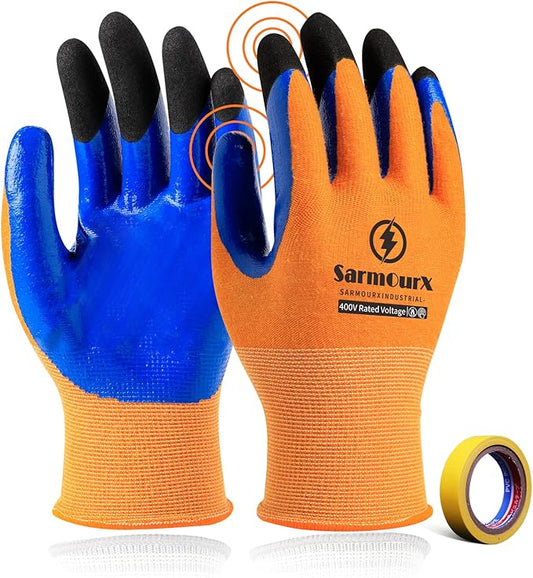 Electrician Gloves 400V Insulated Safety Gloves for Electrical Work Flame Retardant Non-slip Rubber Design Prevent Electric