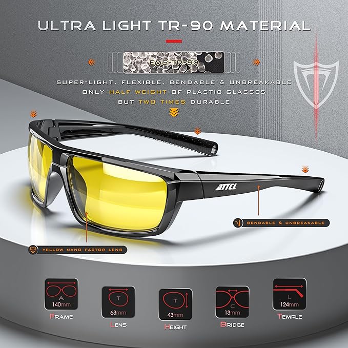 ATTCL Polarized Wrap Fishing Sunglasses Men - Driving Sports Glasses UV Protection