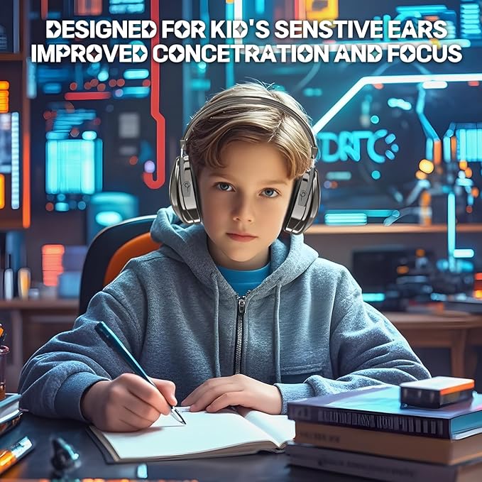 homicozy Noise Cancelling Headphones for Kids,Teens Ages 3-16,Cool Cyberpunk Ear Hearing Protection,SNR 25dBSound Proof Safety Earmuffs for Concerts,Monster Trucks,Sensitive Ears