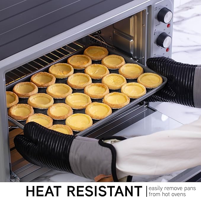COOK WITH COLOR Silicone Oven Mitts- Heat Resistant Gloves with Soft Quilted Lining Oven Mitt Pot Holders for Cooking and BBQ, Black, Material Mitt Set