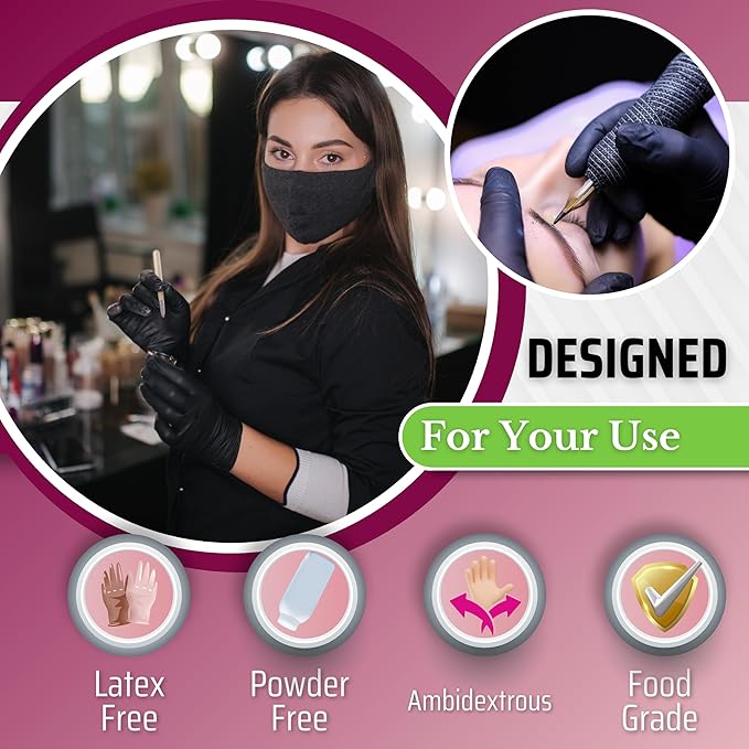 Black Disposable Gloves, Black Vinyl Gloves, 4.5-Mil, Latex Free, Powder Free for Cooking, Cleaning & Food Prep