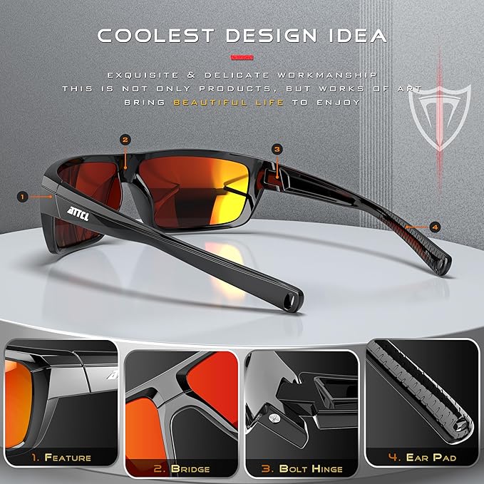 ATTCL Polarized Wrap Fishing Sunglasses Men - Driving Sports Glasses UV Protection