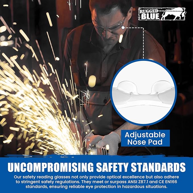 Safety Glasses with Readers - Clear | Polycarbonate Frame with UV400 Protection | Scratch Resistant Coating Bifocal Wrap Around Safety Glasses | 1.0-12PK