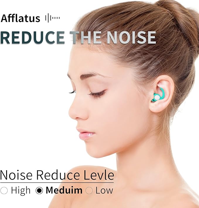 Afflatus Ear Plugs for Sleeping Noise Cancelling, 2 Pairs (S+L) Comfortable Reusable Noise Reduction Ear Plugs, Earplugs for Sleep, Snoring (Pure Black)