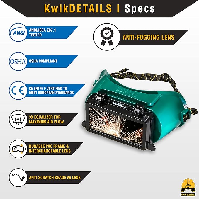 KwikSafety - Charlotte, NC - EAGLE EYES, HAMMERHEAD, OWL Welding Goggles [ANTI-FOGGING ANTI-SCRATCH] ANSI Tested OSHA