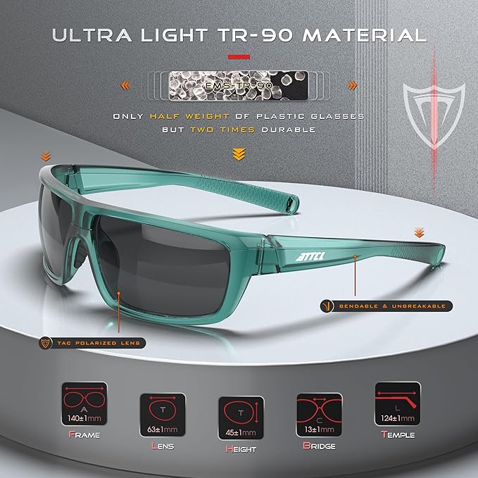 ATTCL Polarized Wrap Fishing Sunglasses Men - Driving Sports Glasses UV Protection