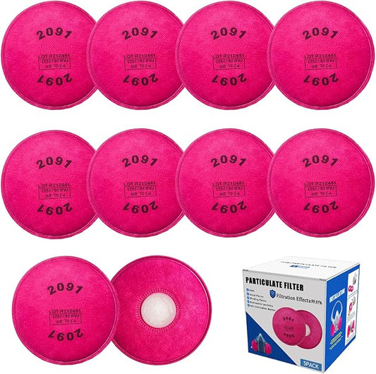 10PCS (5Pack) 2091 Particulate Filter,Installed on 2091 Filter for Respirator,Replacement for 6000 6200 6800 7000 7502 FF-4 Series,2091 Filters Against Painting,Cutting,Woodworking