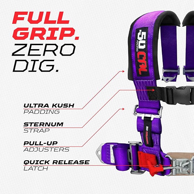 1pc Purple 4 Point Harness for Bucket Seat, Latch Release, 9 Color Options, Racing Harness, Race Car, Off Road, UTV, RZR [6008P2]
