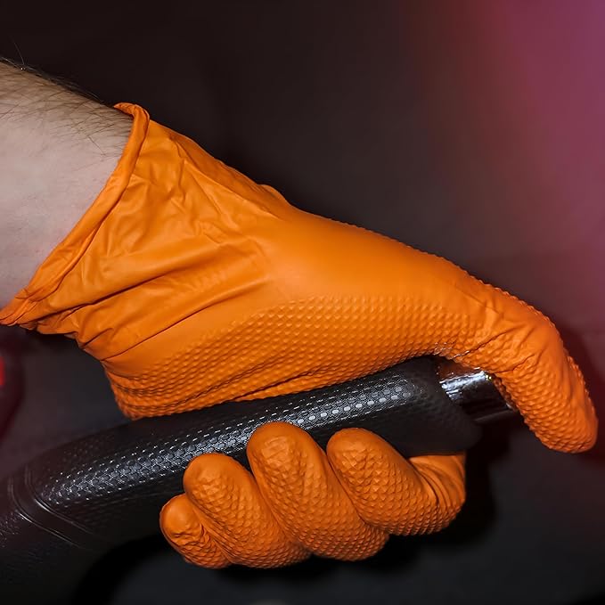 ForPro Heavy Duty Disposable Nitrile Gloves, Orange