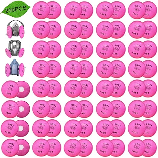 200PCS(100Pack) 2091 P-100 Particulate Filter Compatible with 2091, Replacement for 6000 6200 6800 7000 FF-4 Series,2091 Filter Cartridge Helps Against Dust Welding Painting, Sanding, Woodworking