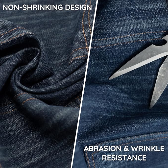 Cotton Denim Apron for Men Women, Professional Chef Apron with Large Pockets for Kitchen Cooking Gardening BBQ Hair Stylist Barista Restaurant, Heavy Duty Jean Work Apron Adjustable Size