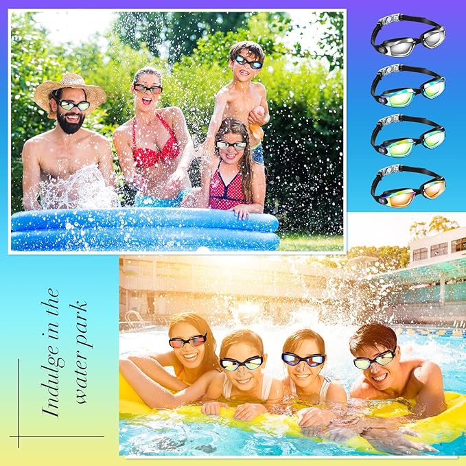 Flutesan 6 Pack Swimming Goggles Adult Kids Anti Fog Pool Goggles with Ear Plugs Nose Clip No Leaking Full Protection