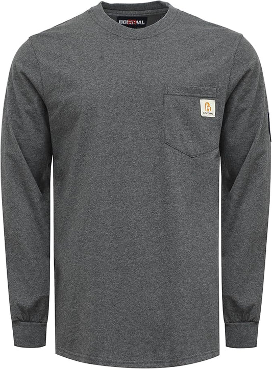 BOCOMAL FR Shirts Lightweight Classic Crew Long Sleeve Fire Resistant Shirt CAT2