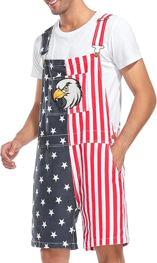 Unisex Printed Overalls Shorts Romper Festival Jumpsuits Work Bibs Coveralls Gifts for Men and Women