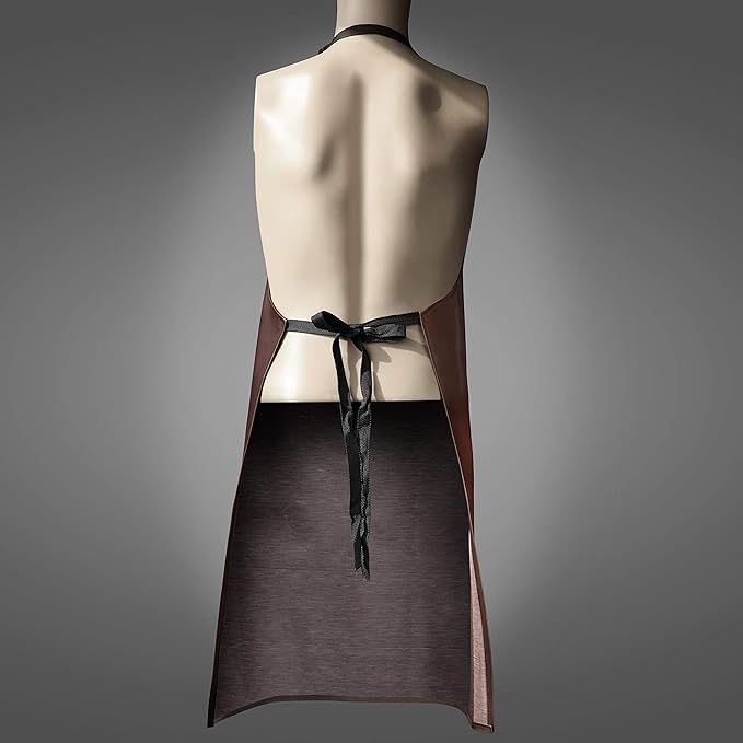 New Star Foodservice Vinyl Bib Apron with Leatherette Finish, Set of 2