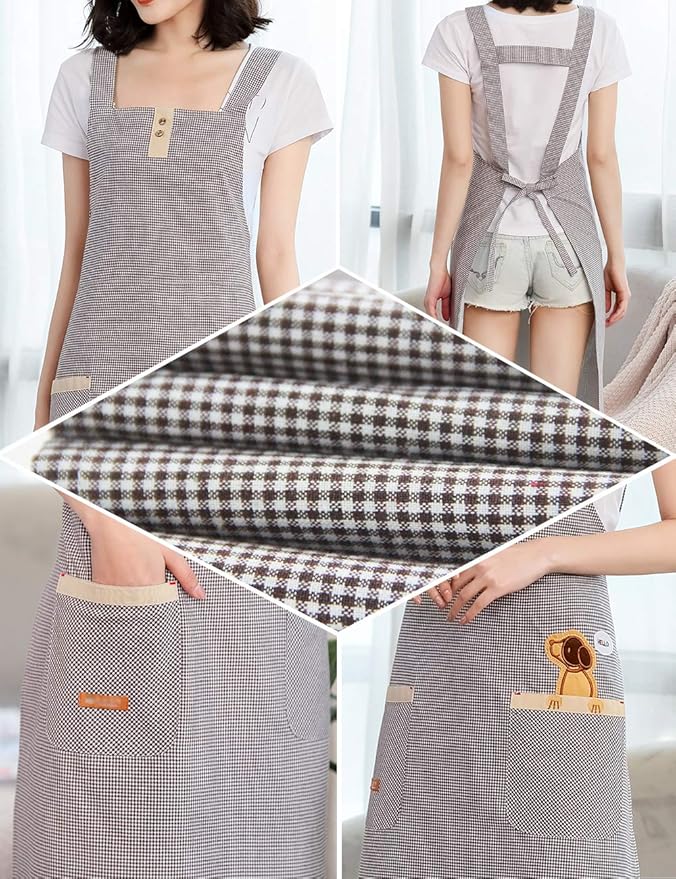 NEWGEM Adult Smock Apron for Work with Waist Ties for Cooking Baking Painting Gardening