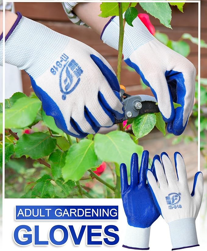 Nuogo 48 Pairs Gardening Gloves for Men Women Rubber Coated Safety Work Gloves Bulk for Gardening Construction Work
