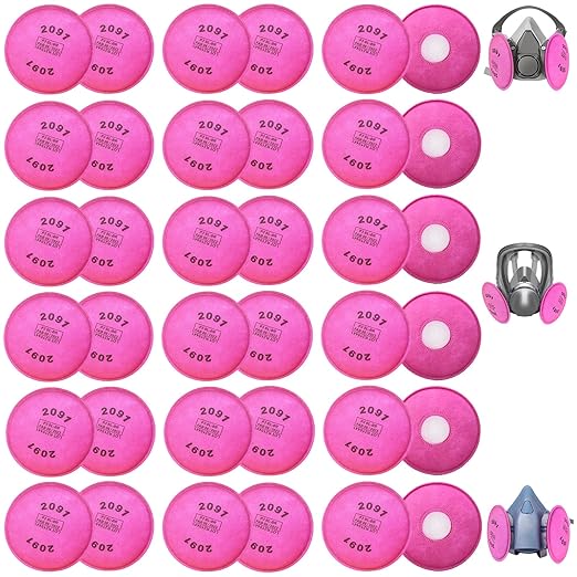 36 PCS (18 Pack) 2091 Filters for Respirator, 2091 Particulate Filter Installed on Filter Retainer Replacement for 6000 6200 6800 7000 FF-4 Against Dust Sanding Woodworking Welding Painting, Pink