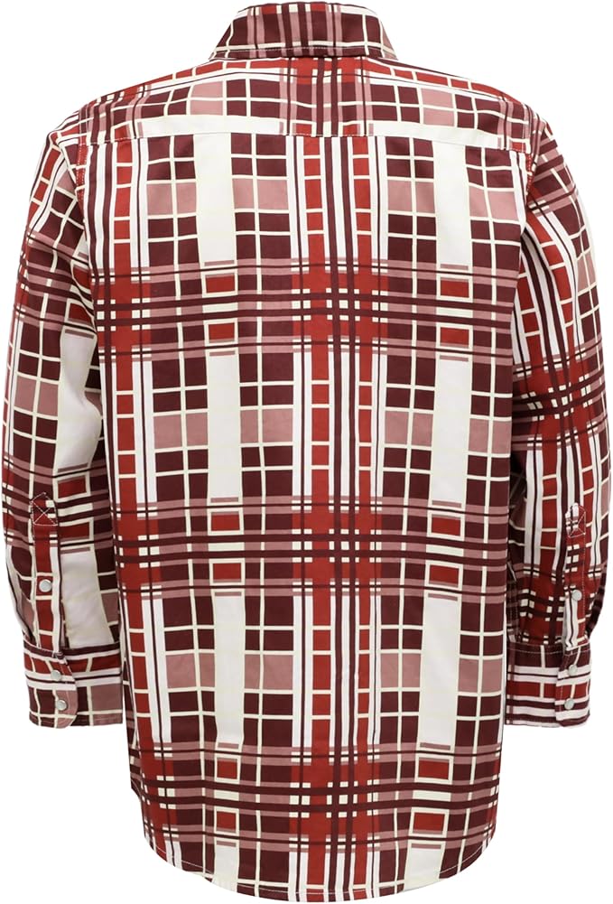 BOCOMAL FR Shirts Flame Resistant NFPA2112/CAT2 6.5oz Light Weight Printed Fire Retardant Plaid Shirt