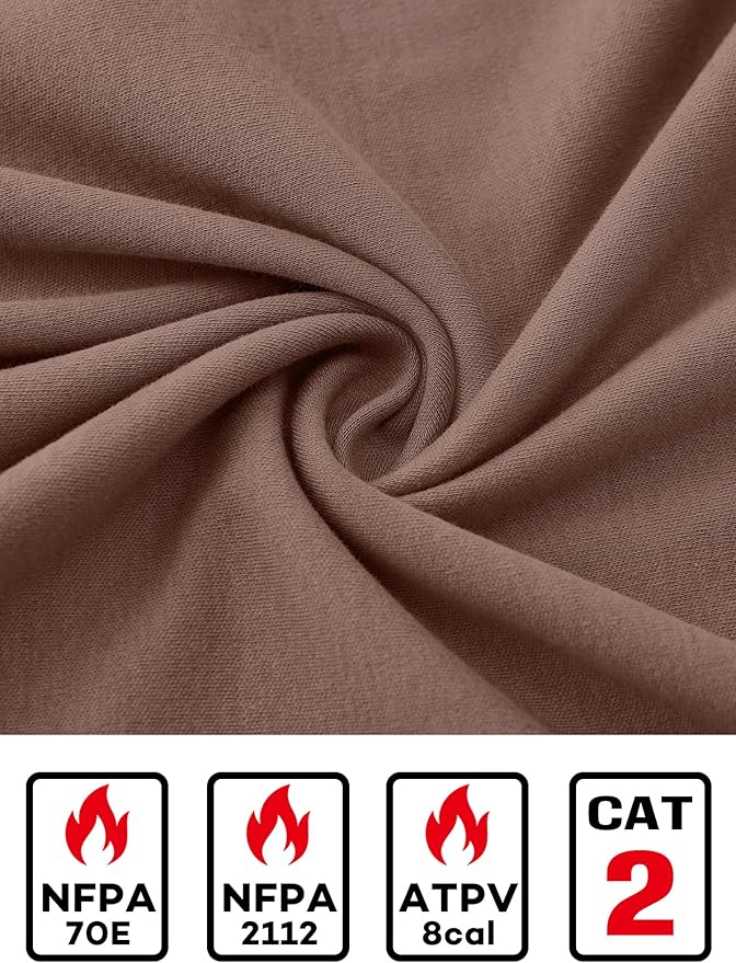 FR Shirts for Men NFPA2112 Flame Resistant Shirts 6.0oz Light Weight Long Sleeve Fire Retardant Shirts