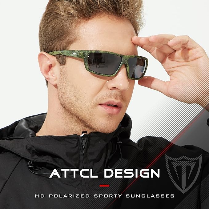 ATTCL Polarized Wrap Fishing Sunglasses Men - Driving Sports Glasses UV Protection
