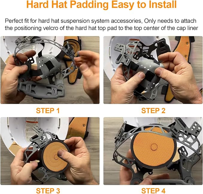 Hard Hat Top Pad Liner Replacement, Hard Hat Padding fit for Most Construction and Work Helmets, Cooling Inserts Reusable Washable Top Pad Suspension Cushion Replacement Accessorie - Orange 8 Pack