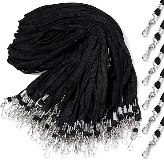 Epakh 200 Pcs Lanyards for ID Name Badge Holder Neck Lanyard Flat with Clips Neck Straps for Office School Nurse