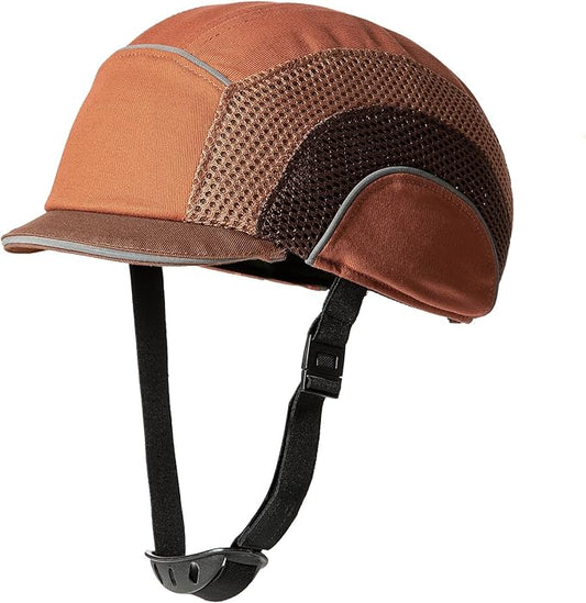Lightweight Safety Bump Cap - Breathable Baseball Style Protective Hat with Reflective Stripes