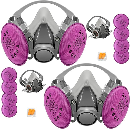 Respirator Mask with Filters, Reusable Half Face Respirator Mask for Asbestos, Resin, Fume, Dust, Welding, Painting