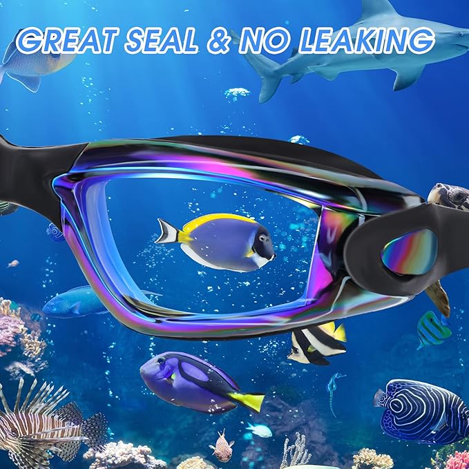 Macarrie 5 Pairs Swimming Goggles for Adults Kids Anti Fog Pool Goggles bulk No Leaking Glasses with Ear Plugs Nose Clip
