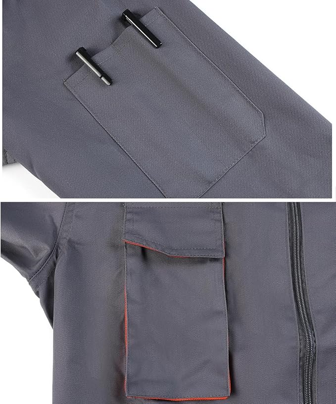 Men's Coveralls Mechanic Work Jumpsuit Multi Pockets Overalls Long Sleeve Workwear Coverall
