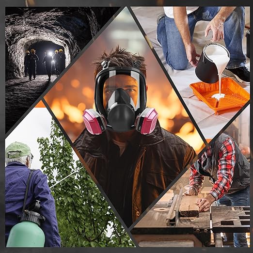 Full Face Respirator 4 Pack: 6800 Reusable Respirator Mask with Filters 60921 & 2097 - Gas Mask Anti Fog Against Organic Vapor Fumes Gases for Spray Paint Chemicals Epoxy Resin Welding