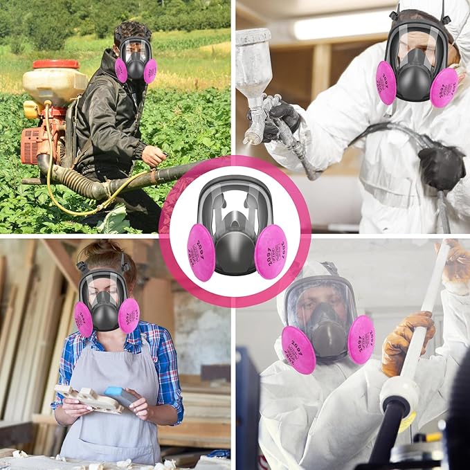 Full Face Respirator Mask, 6800 Reusable Respirator Mask with Filters 6001, Anti-fog, Ideal for Paint, Spray, Dust