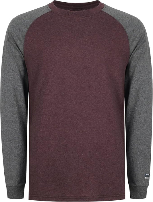 BOCOMAL FR Shirts Two-Tone Crew for Summer 4oz EX Lightweight Flame Resistant Long Sleeve Work T-Shirt Base Layer