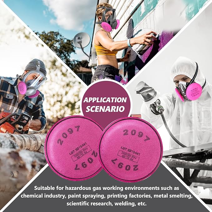 16PCS(8Pack) 2097 Respirator Filters, 2097 Replacement Filters Cotton Installed on 6200, 6800, 6502, 7502 Respirator Body Use for Epoxy Resin, Organic Vapor, Asbestos, Dust, Paint