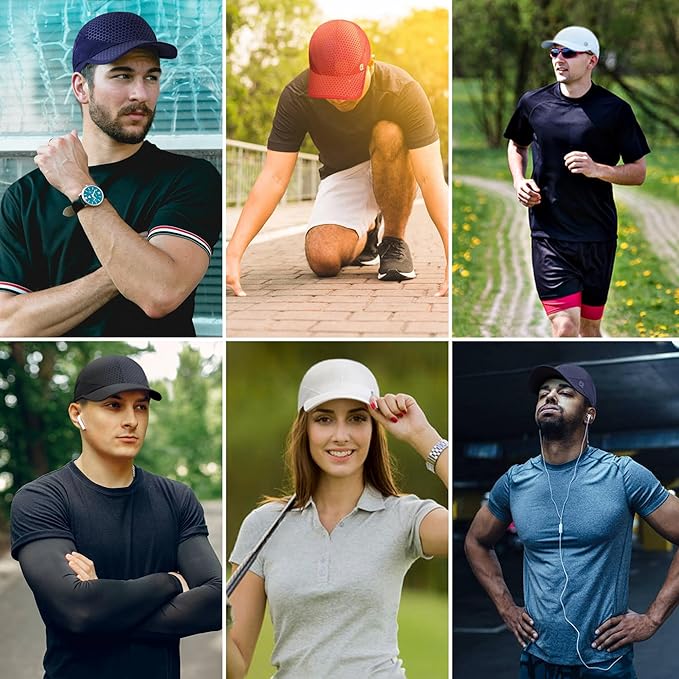 GADIEMKENSD Stretch Running Hat with Soft Brim, Quick Dry, Unstructured, Unisex-Adult