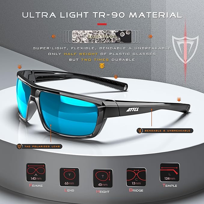 ATTCL Polarized Wrap Fishing Sunglasses Men - Driving Sports Glasses UV Protection